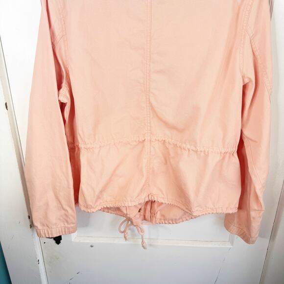 Old Navy ON Peach Field Utility Jacket Funnel Neck Gold Buttons Cinched Waist L - Picture 14 of 14